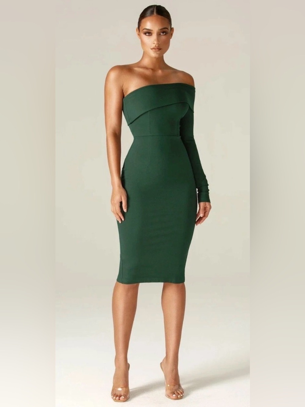 Alieva Rita One Shoulder Dress Emerald Green Medium